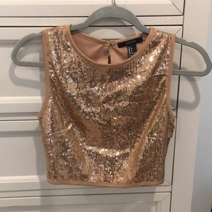 Rose gold sequin crop top